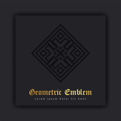 Luxury gold ornament emblem design stylish line art decorative logo. Hotel Label Template.