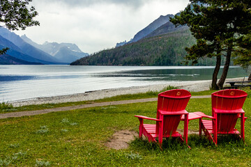 Red Chairs Waterton Lakes National Park Alberta Canada