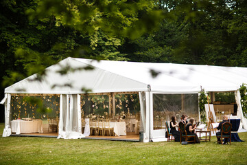 Large wedding awning and a group of musicians