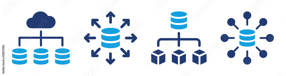 Poster data storage icon vector set.