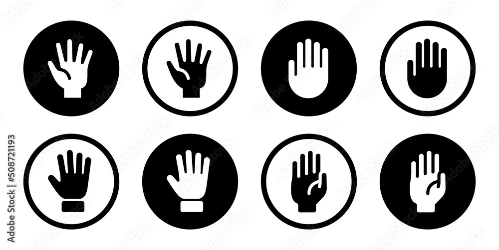 Poster hand vector icon set collection. stop sign vector illustration.