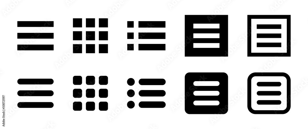 Aufkleber Menu button icon set symbol.
