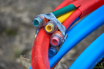 fiber laying for high speed internet construction site