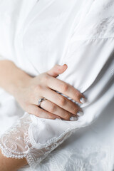 Engagement ring on bride's finger