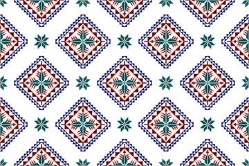 Ikat abstract geometric ethnic textile seamless pattern design. Aztec fabric carpet mandala ornaments textile decorations wallpaper. Tribal boho native textile turkey traditional embroidery vector 