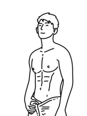 Fototapeta premium black and white of cute man cartoon for coloring