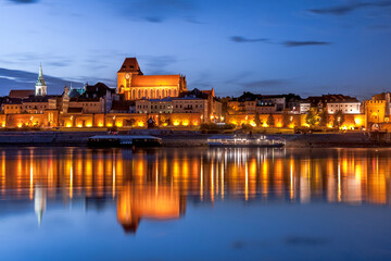 Night view of the old town country Torun in Poland