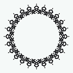 Round calligraphy white on black vector frames. Flourishes vintage borders, filigree circle elements , retro outline frame for wedding invitation, page decoration or label.