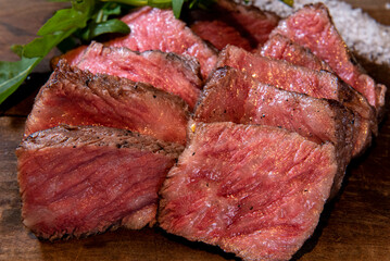 赤身肉のステーキ