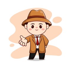 Illustration of cute detective chibi character