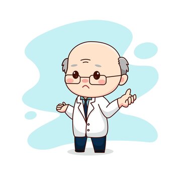 Illustration Of Professor Or Scientist Feeling Confused Kawaii Chibi Cartoon Character Design