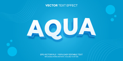 Aqua blue water 3d style modern editable text effect