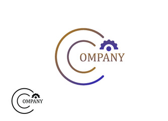 Technological business logo design consisting of letter c and intertwined circles