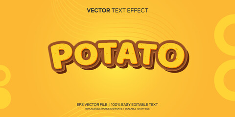 Potatoes chips yellow 3d style editable text effect