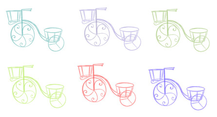 set of Bicycle watercolor isolated on white background. Hand drawn painted for design