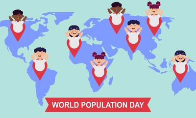 Fototapeta na wymiar World population day illustration, poster or banner 
