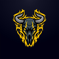 Skull goat masscot logo illustration premium vector