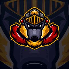 Knight masscot logo esport illustration premium vector