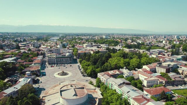 scenic drone shot of Kutaisi center, Georgia, Caucasus. High quality 4k footage