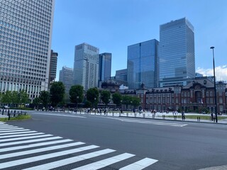 Tokyo station area buildings with the central city space, open public environment and streets of...