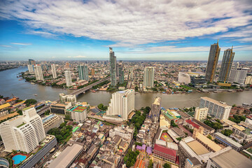 Bangkok Thailand, city skyline at Chao Phraya River and Icon Siam