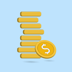 3D coin gold icon vector illustration, financial theme best for your property images 