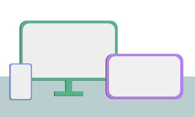 Blank screen smartphone, computer and tablet icon, handphone mock up. Best for your property images background