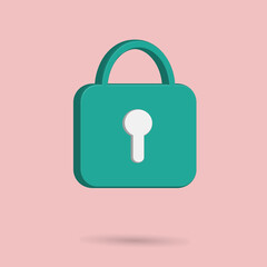 3D lock icon vector with green color, best for your property images