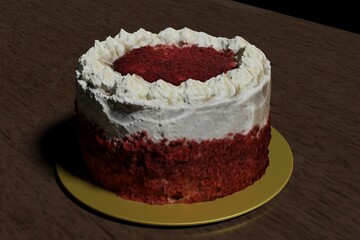 3d computer rendered illustration of a strawberry cake rendered in the software known as Blender