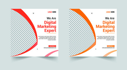 Digital marketing modern social media post template design, Modern square social media post banner template