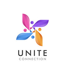 Abstract Colorful Connection People Logo Design.