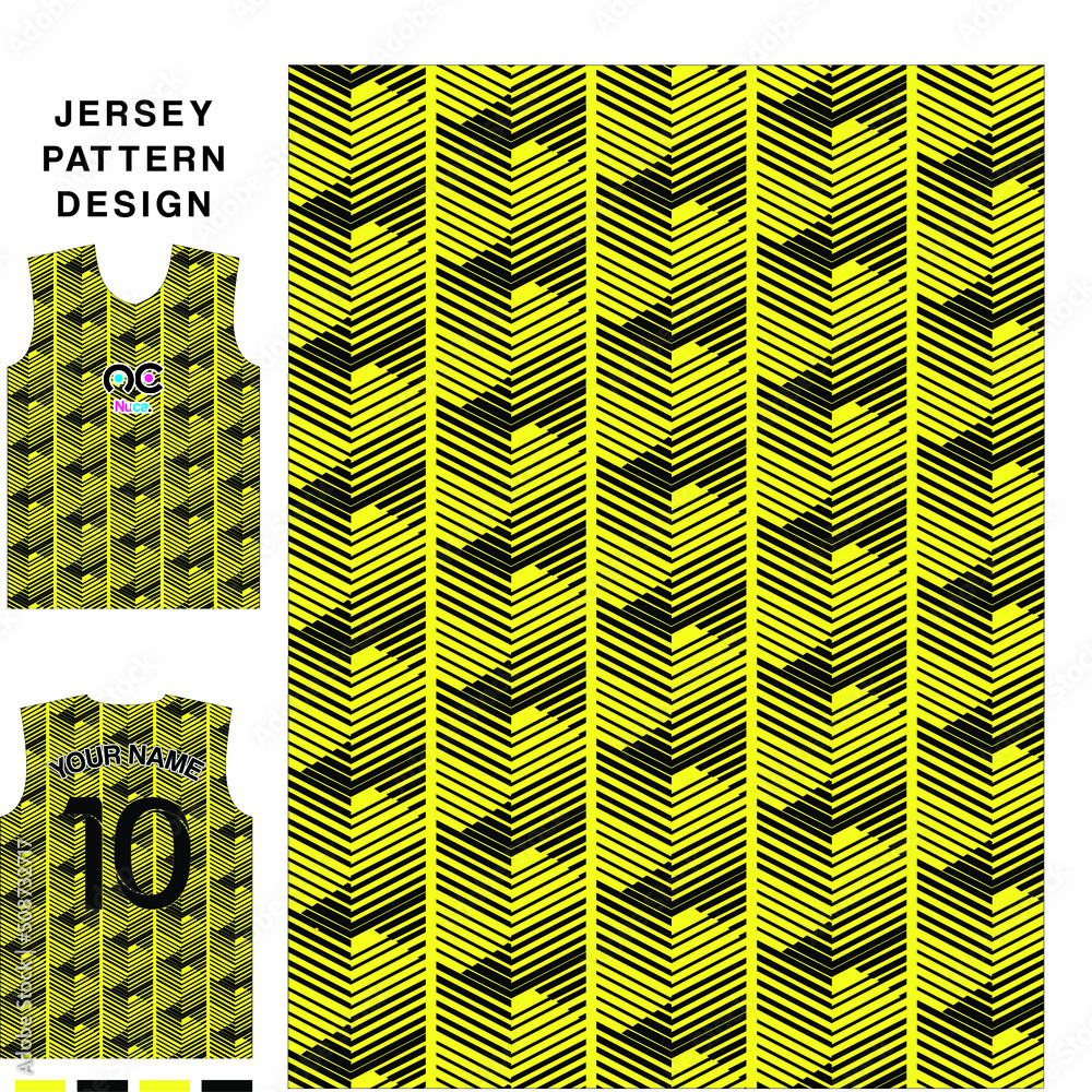 Wall mural Soccer jersey pattern design. Abstract pattern on blue background for soccer kit, football kit, bicycle, e-sport, basketball, t-shirt mockup template. Fabric pattern. Sport background. Vector.
