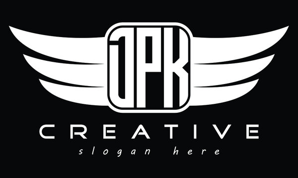 DPK three Letter wing symbol minimalist modern font creative concept icon professional logo design, Vector template