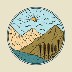 Beauty view of mountains graphic illustration vector art t-shirt design