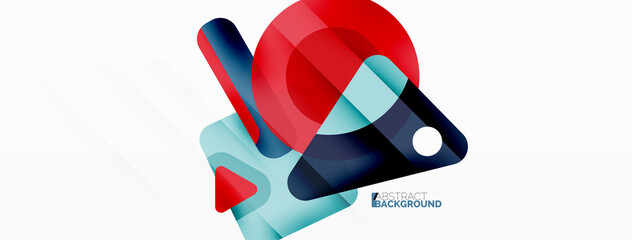 Line, triangle, square and circle primitive composition. Vector geometric minimal abstract background for wallpaper, banner, background, landing page