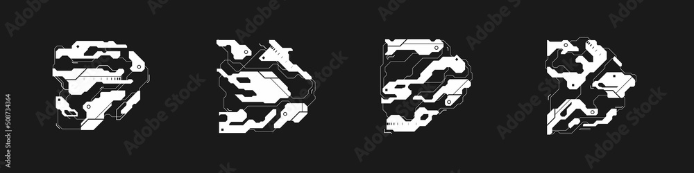 Wall mural set of cyberpunk arrows. futuristic interface cyber elements. cyberpunk pointers, direction. set of 