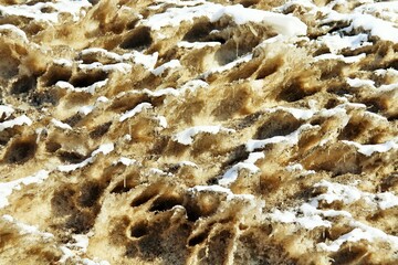 Spring, dirty, gray melted snow