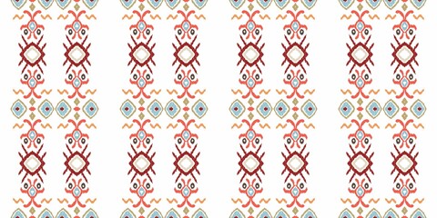 Freeform shape ethnic ikat art. Traditional seamless pattern. Design for printing, fabric,cover,clothing Vector illustrations. - obrazy, fototapety, plakaty
