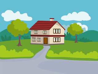 House and compound illustration