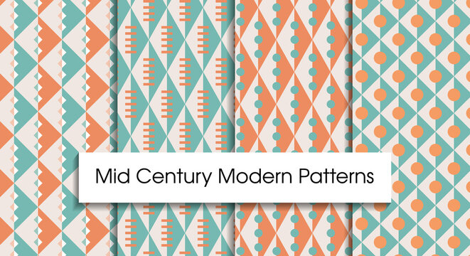 Mid century modern seamless patterns for tablecloth, oilcloth, bedclothes or other textile design