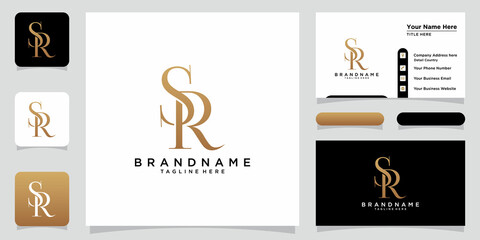 Initial Letter SR or RS typography logo design vector with business card design