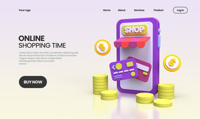 Online Shopping concept illustration Landing page template for business idea concept background