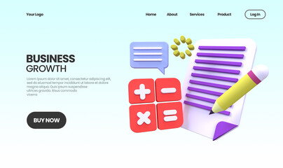 business growth concept illustration Landing page template for business idea concept background