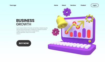 business growth concept illustration Landing page template for business idea concept background