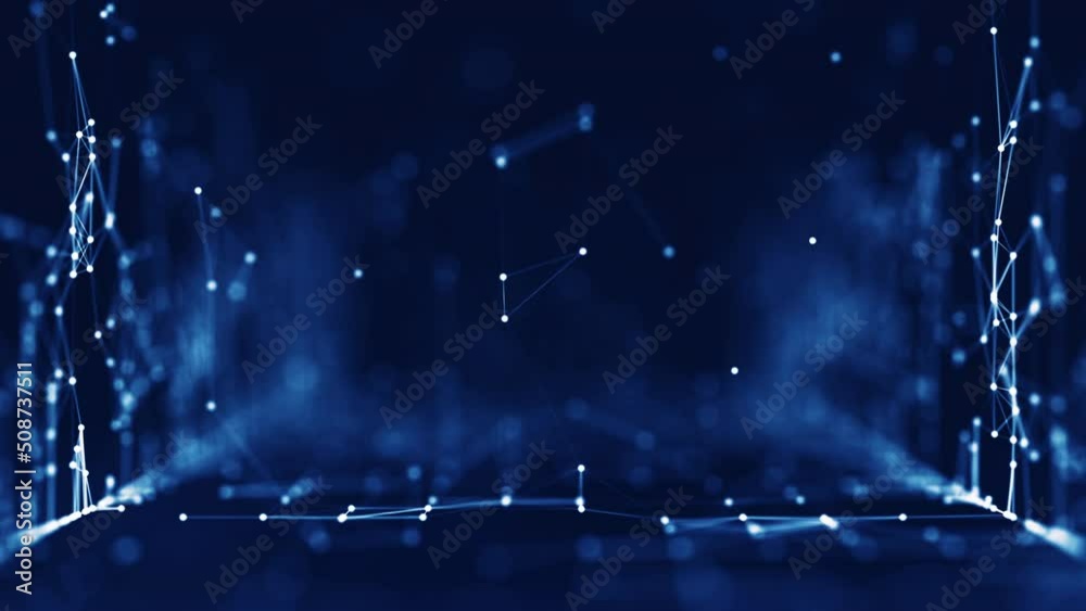 Leinwandbilder Abstract concepts of cybersecurity technology and digital data protection. Internet network connection with slow moving polygons with dark blue background. Big data.
