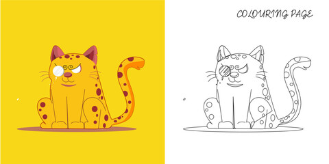 Coloring Page Outline Of cartoon cat. Coloring book for kids