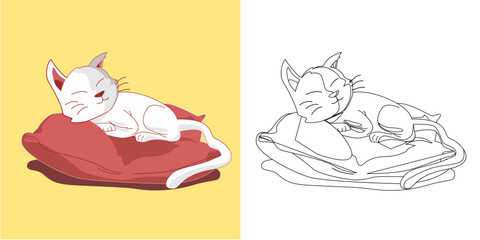 Coloring Page Outline Of cartoon cat. Coloring book for kids
