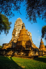 Fototapeta na wymiar Wat Ratchaburana ruin temple in Ayutthaya Historical Park, Thailand
