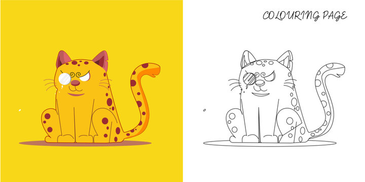 Coloring Page Outline Of cartoon cat. Coloring book for kids