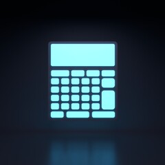 Neon icon of complex calculator .3d render illustration